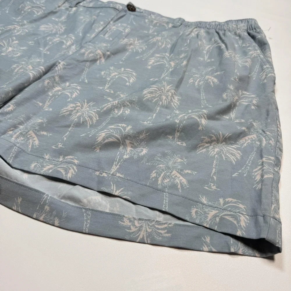 Chubbies‎ Shorts Mens 3XL Blue Palm Tree Beach Print Chino Elastic Waist